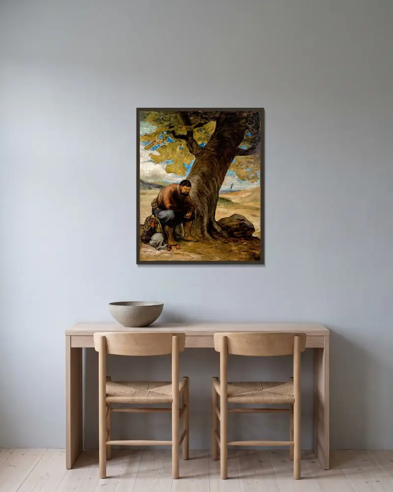 Sancho Pansa, unter einem Baum ausruhend av Honoré Daumier inramad på en vägg