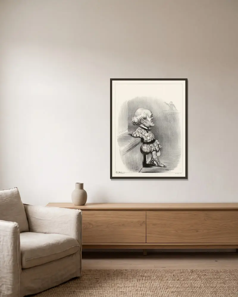 Ung sarran av Honoré Daumier inramad på en vägg