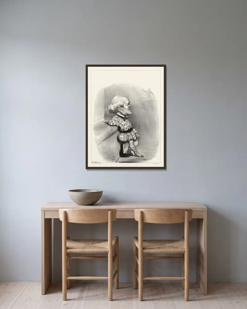 Ung sarran av Honoré Daumier inramad på en vägg