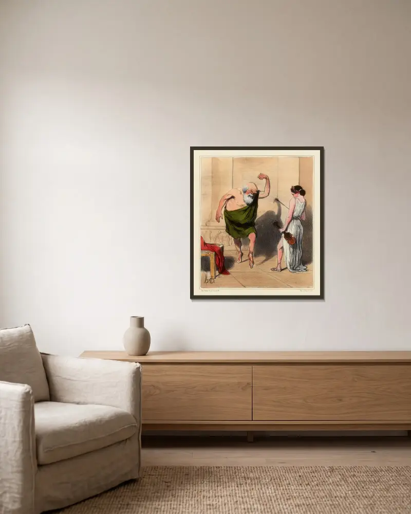 Sokrates bei Aspasia von Honoré Daumier gerahmt an einer Wand
