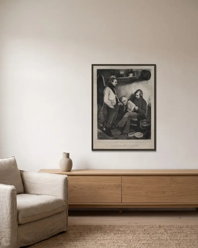 Souvenir från fängelset Sainte-Pélagie av Honoré Daumier inramad på en vägg