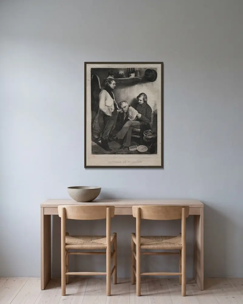 Souvenir från fängelset Sainte-Pélagie av Honoré Daumier inramad på en vägg