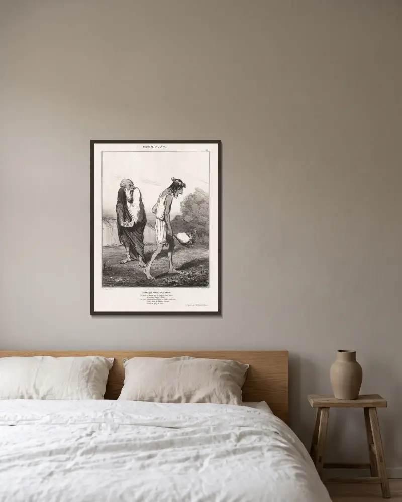 Telemachos förälskad av Honoré Daumier inramad på en vägg