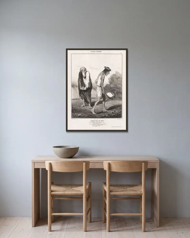 Telemachos förälskad av Honoré Daumier inramad på en vägg