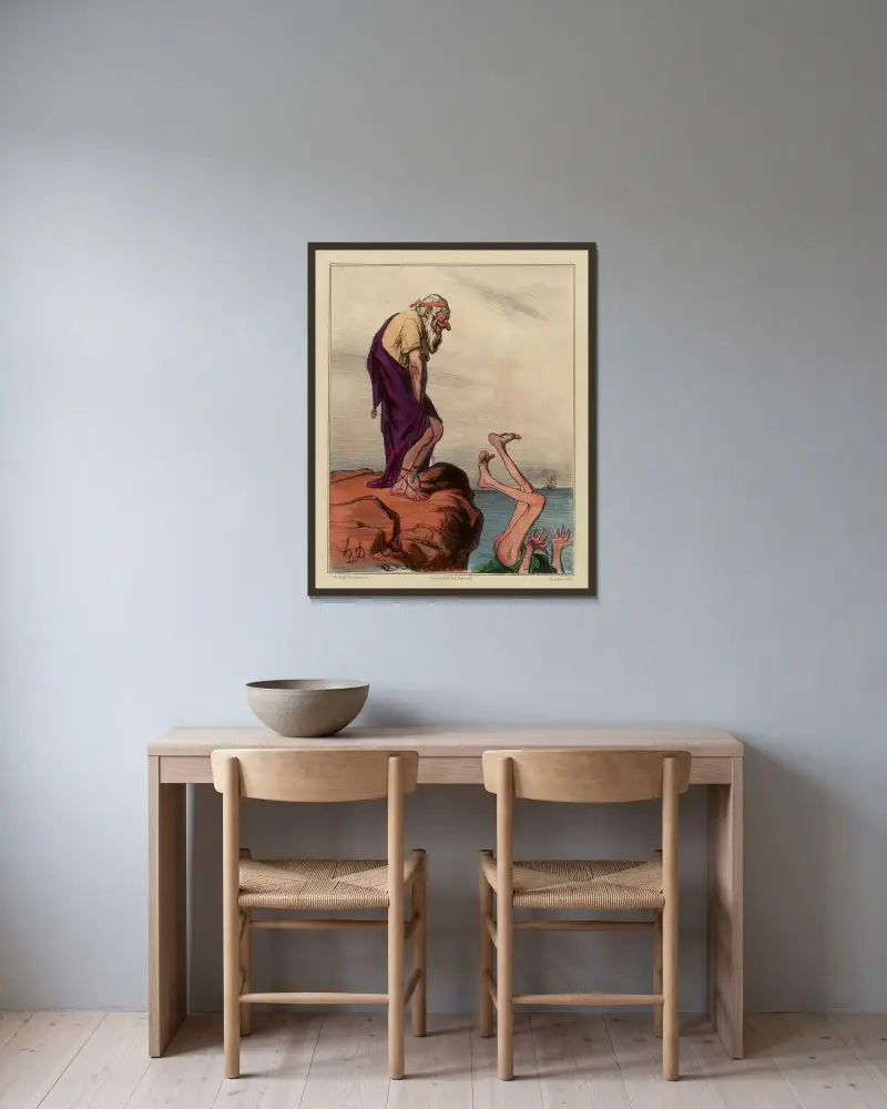 Telemakos och Mentor av Honoré Daumier inramad på en vägg