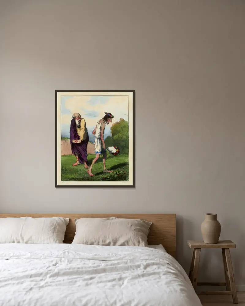 Telemakos förkrossad av kärlek av Honoré Daumier inramad på en vägg