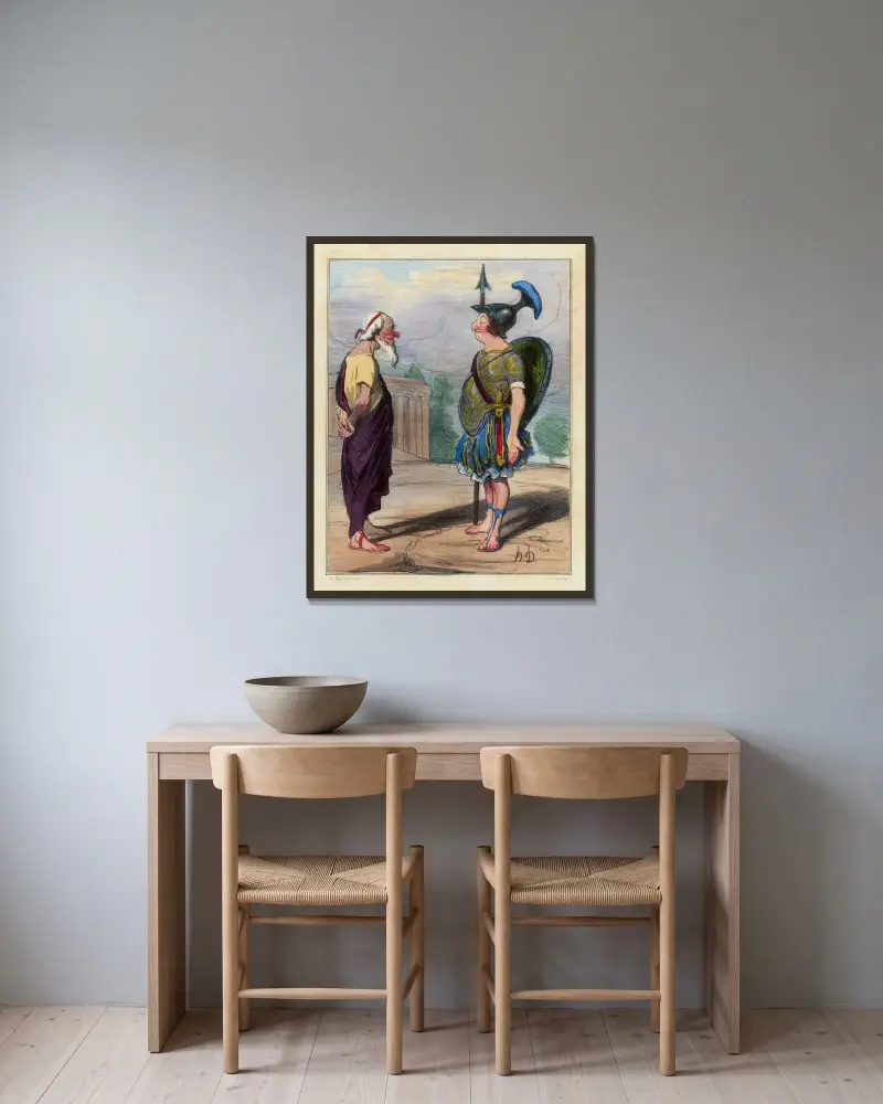 Telemachos återförd till dygden av Honoré Daumier inramad på en vägg