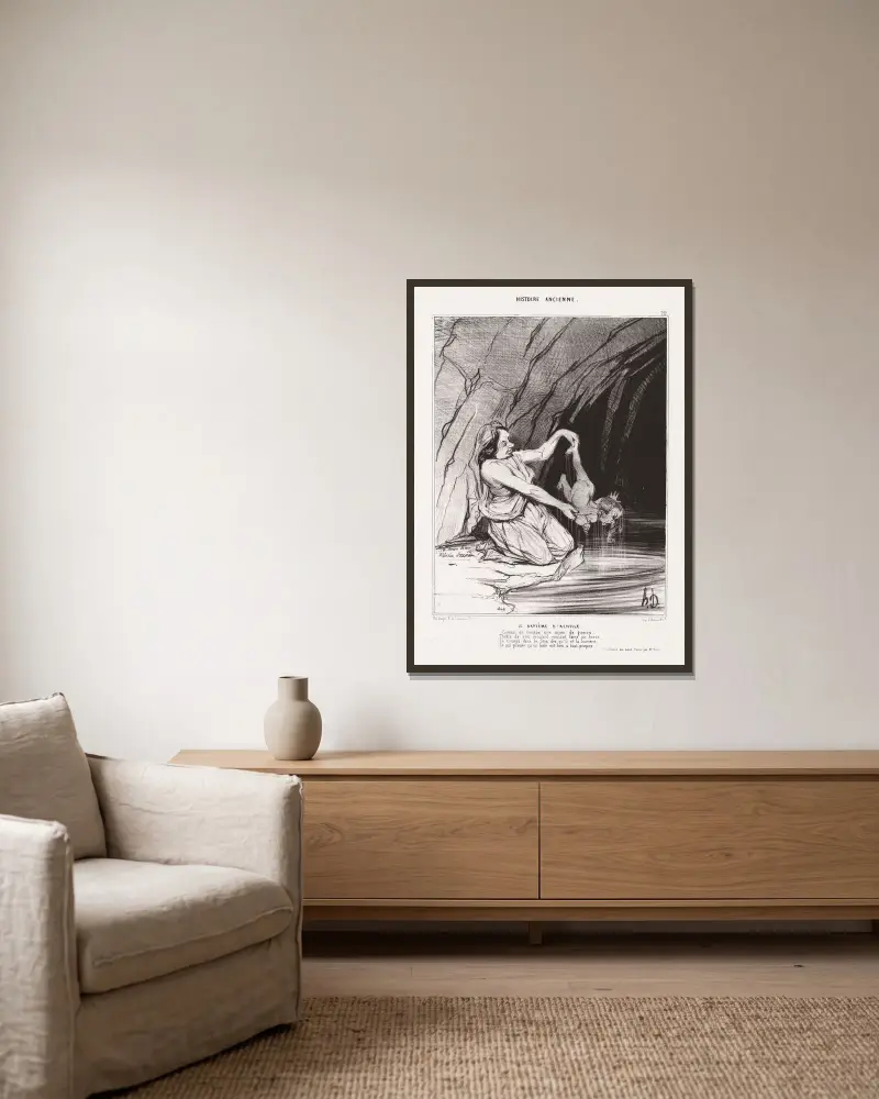 Akilles dop av Honoré Daumier inramad på en vägg