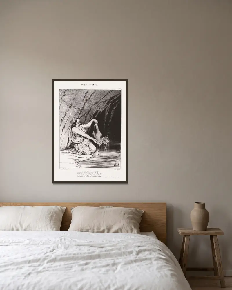 Akilles dop av Honoré Daumier inramad på en vägg