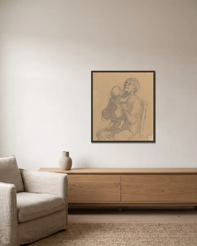 Mormodern av Honoré Daumier inramad på en vägg