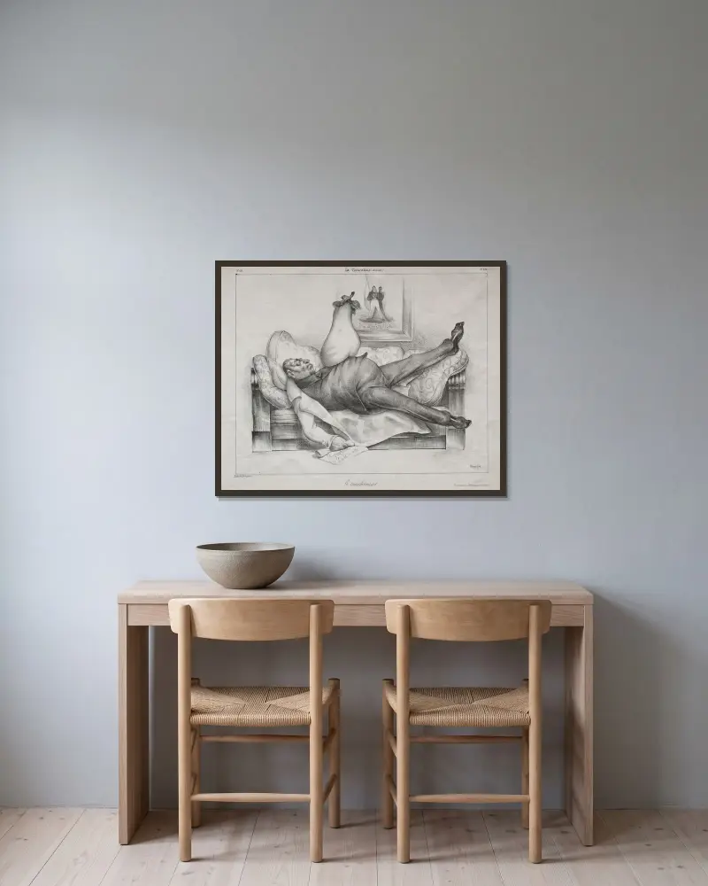 Mardrömmen av Honoré Daumier inramad på en vägg