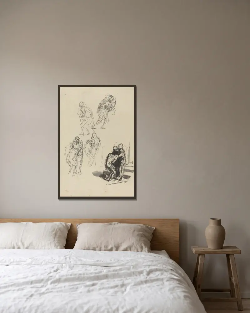 Den förlorade sonen III av Honoré Daumier inramad på en vägg