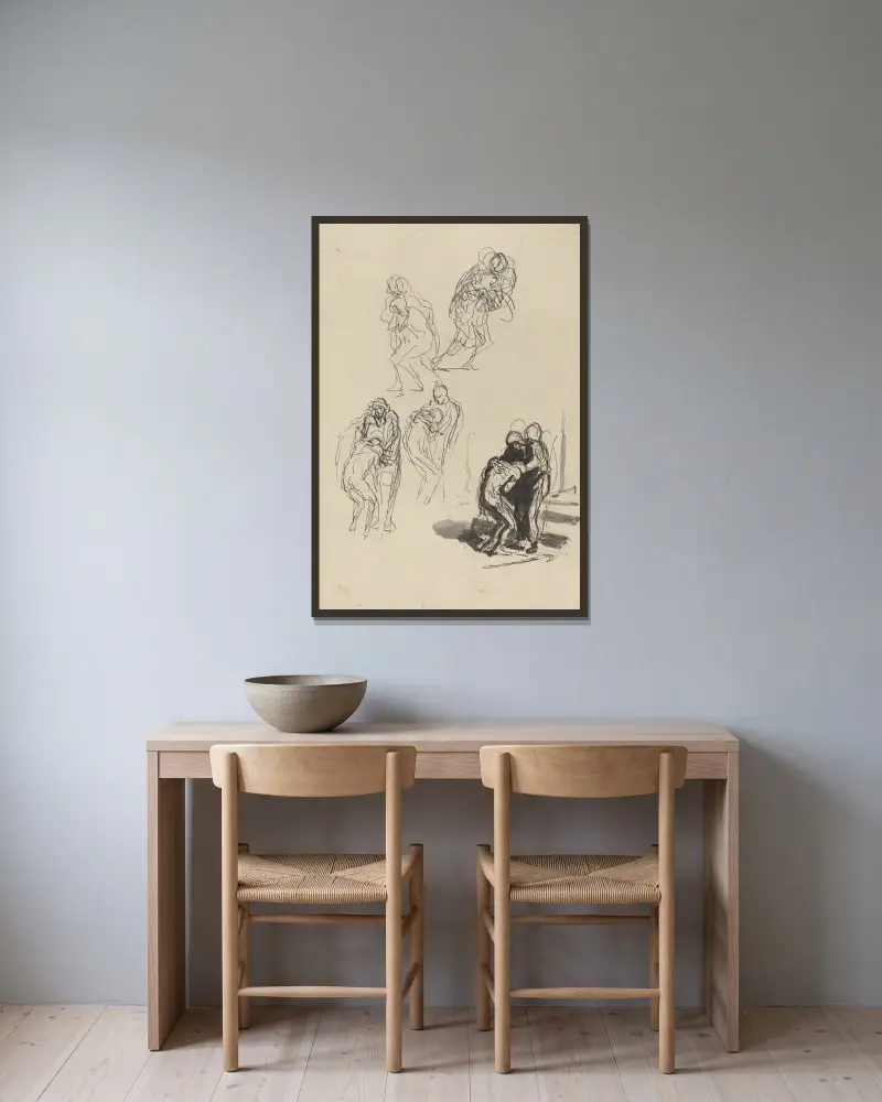 Den förlorade sonen III av Honoré Daumier inramad på en vägg