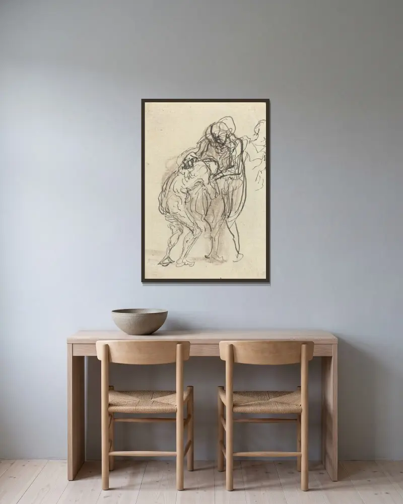 Den förlorade sonen IV av Honoré Daumier inramad på en vägg