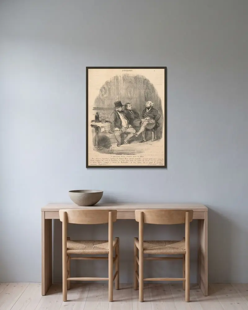 Ryska frågan behandlad i en divan av Honoré Daumier inramad på en vägg