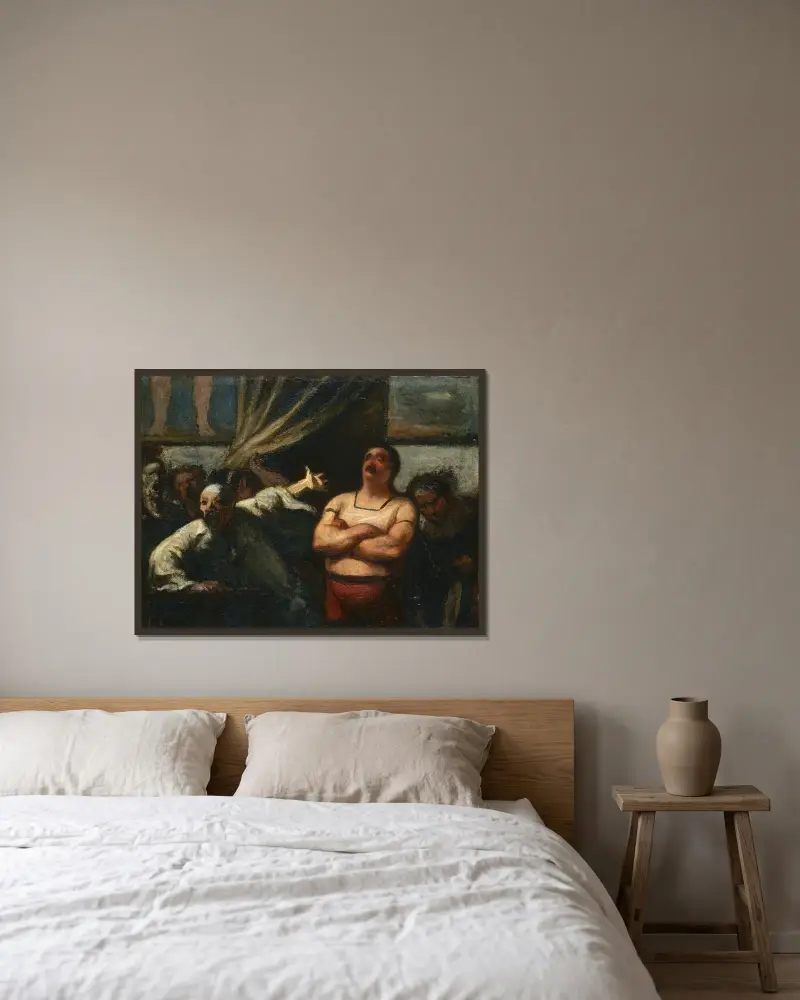 Den starke mannen av Honoré Daumier inramad på en vägg