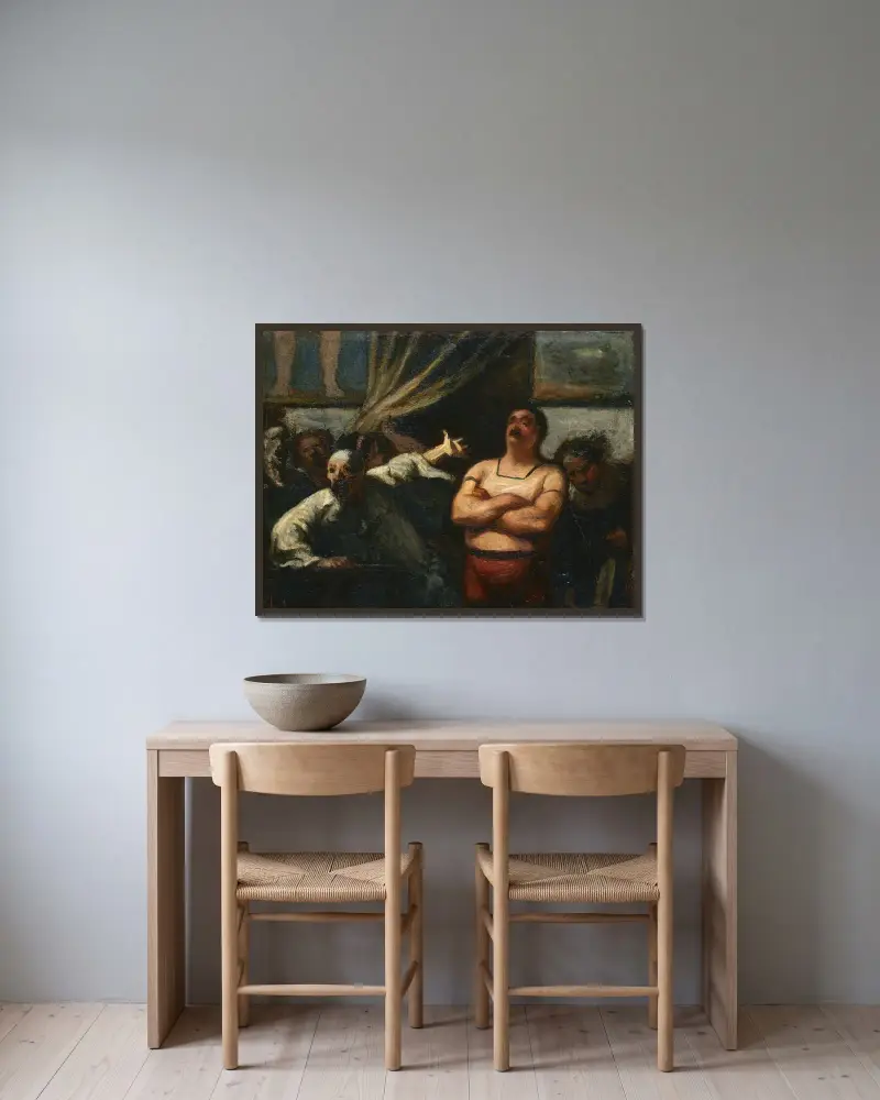 Den starke mannen av Honoré Daumier inramad på en vägg