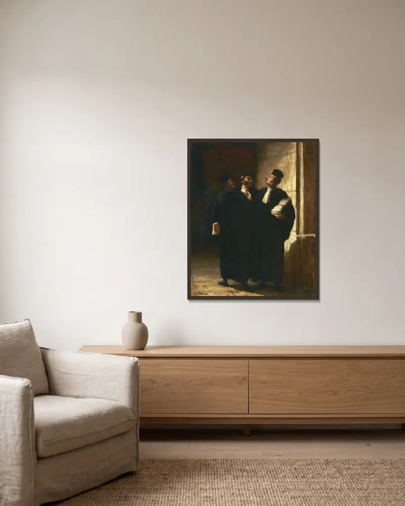 Three Lawyers von Honoré Daumier gerahmt an einer Wand