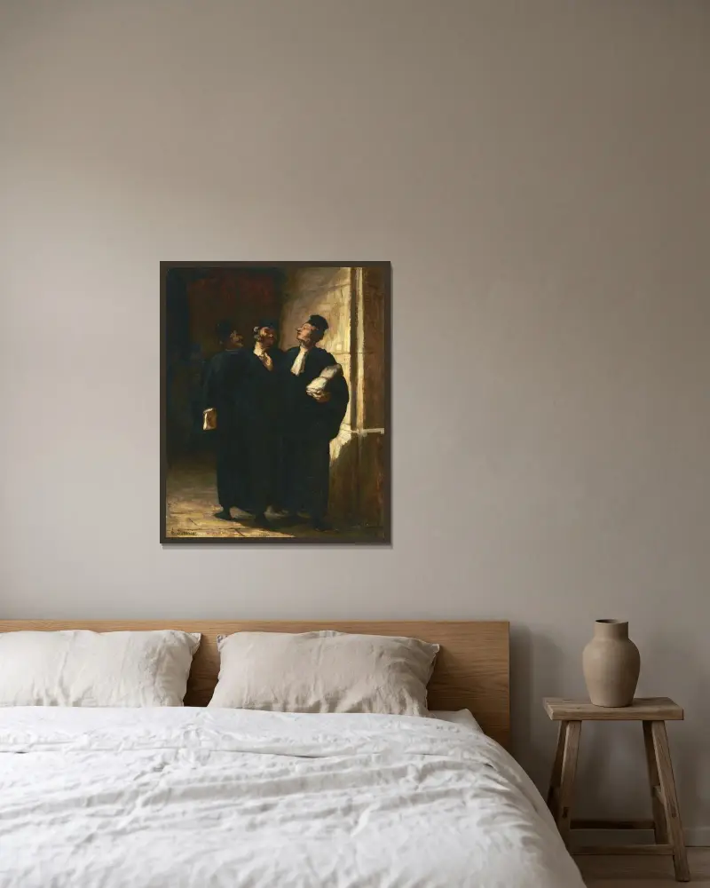 Three Lawyers von Honoré Daumier gerahmt an einer Wand