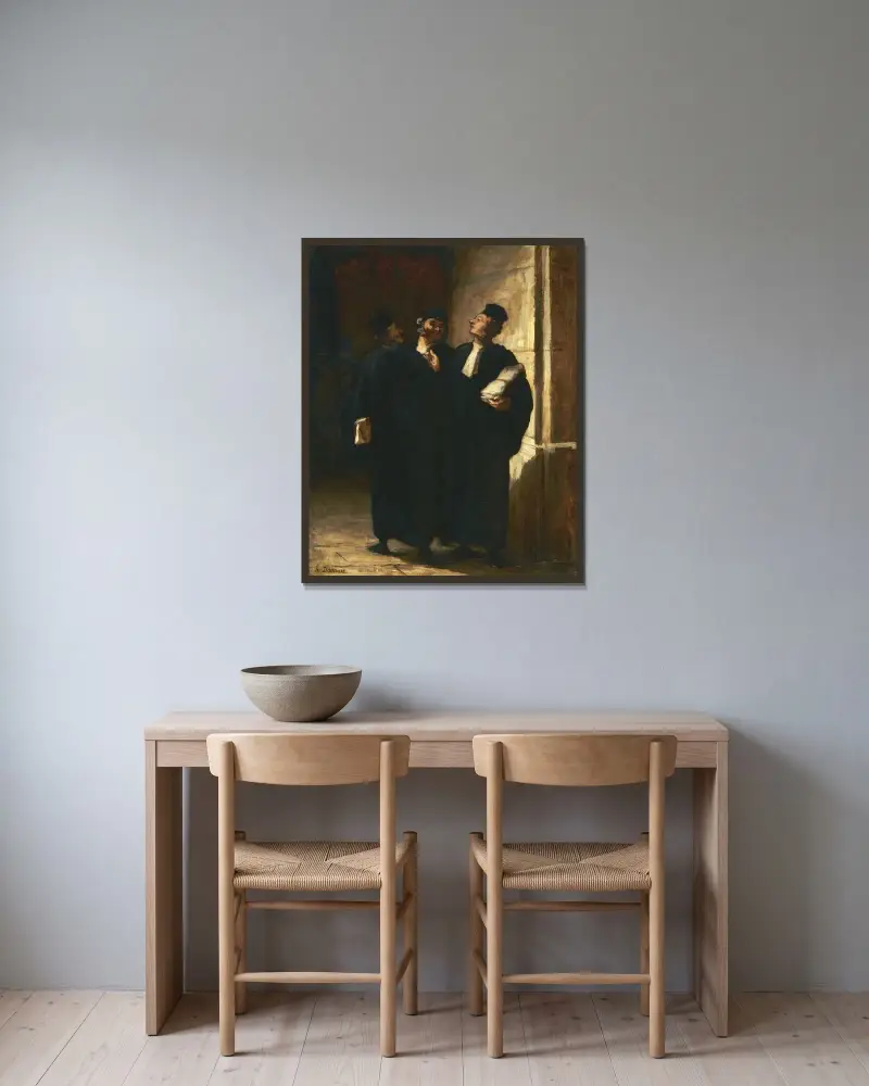Three Lawyers von Honoré Daumier gerahmt an einer Wand