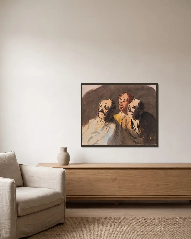 Trois spectateurs, Honoré Daumier w ramie na ścianie