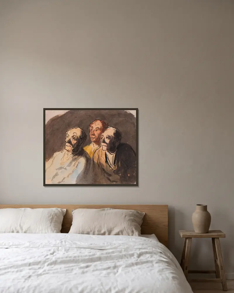 Trois spectateurs, Honoré Daumier w ramie na ścianie
