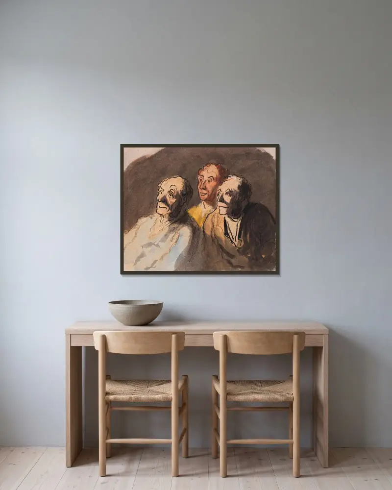 Trois spectateurs, Honoré Daumier w ramie na ścianie