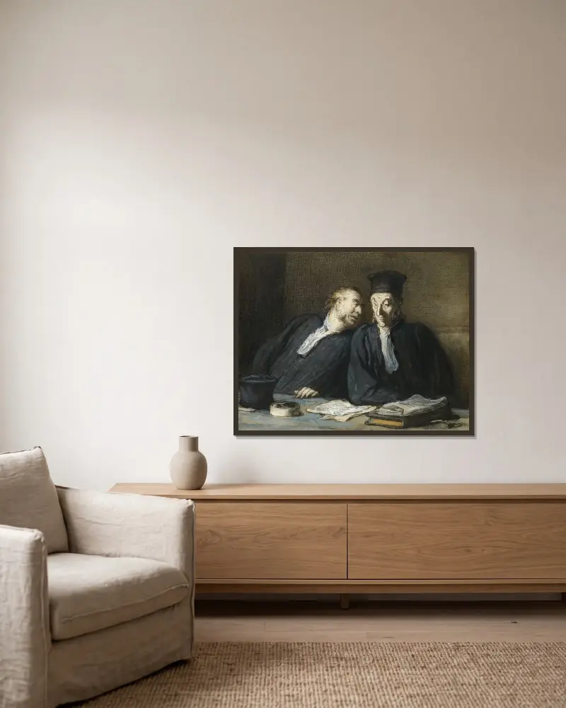 Two Lawyers Conversing von Honoré Daumier gerahmt an einer Wand