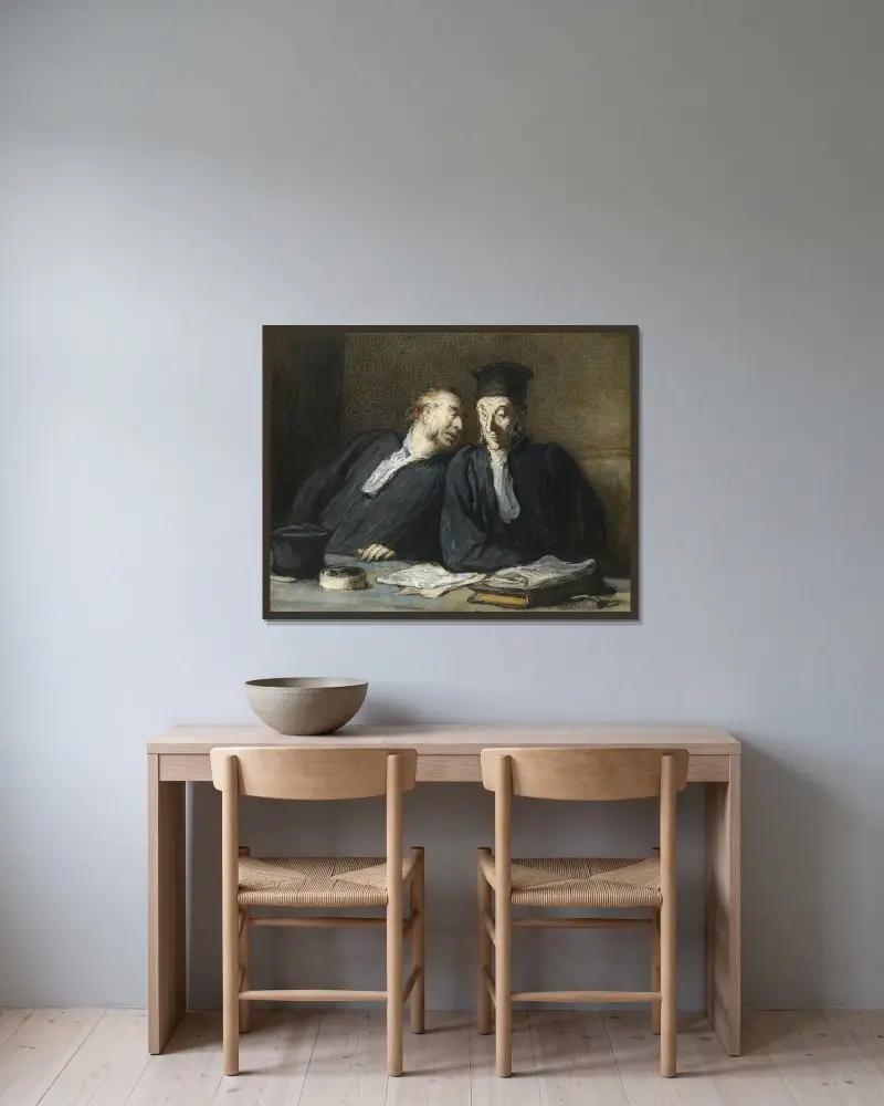 Two Lawyers Conversing von Honoré Daumier gerahmt an einer Wand