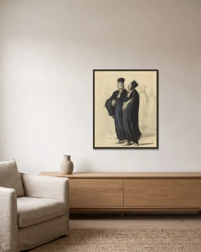 Två advokater II av Honoré Daumier inramad på en vägg