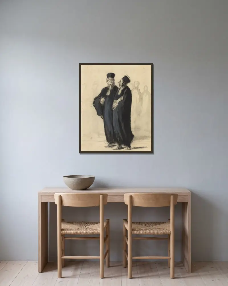 Två advokater II av Honoré Daumier inramad på en vägg