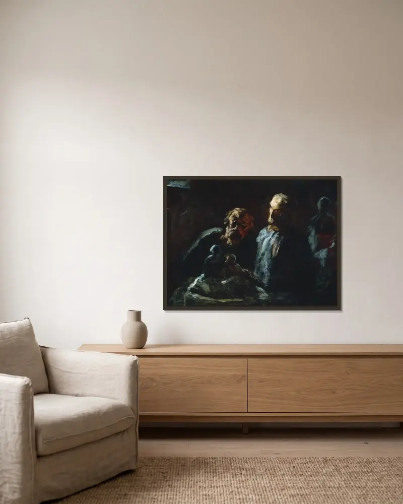 Två skulptörer av Honoré Daumier inramad på en vägg