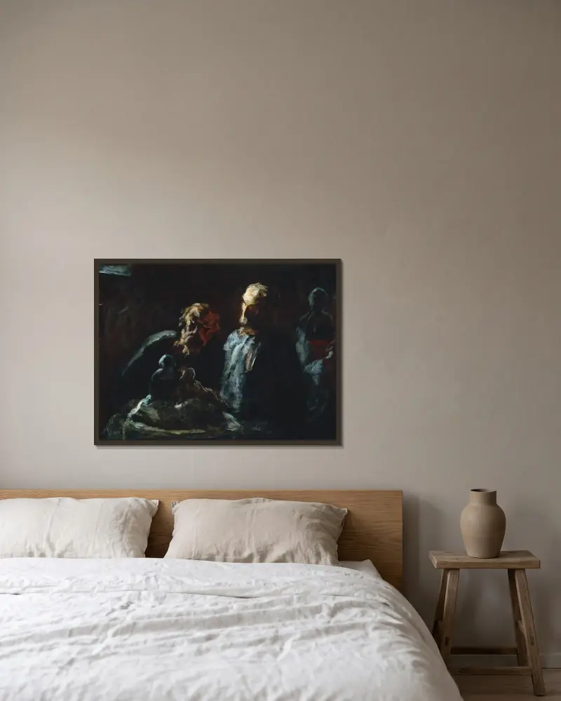 Två skulptörer av Honoré Daumier inramad på en vägg
