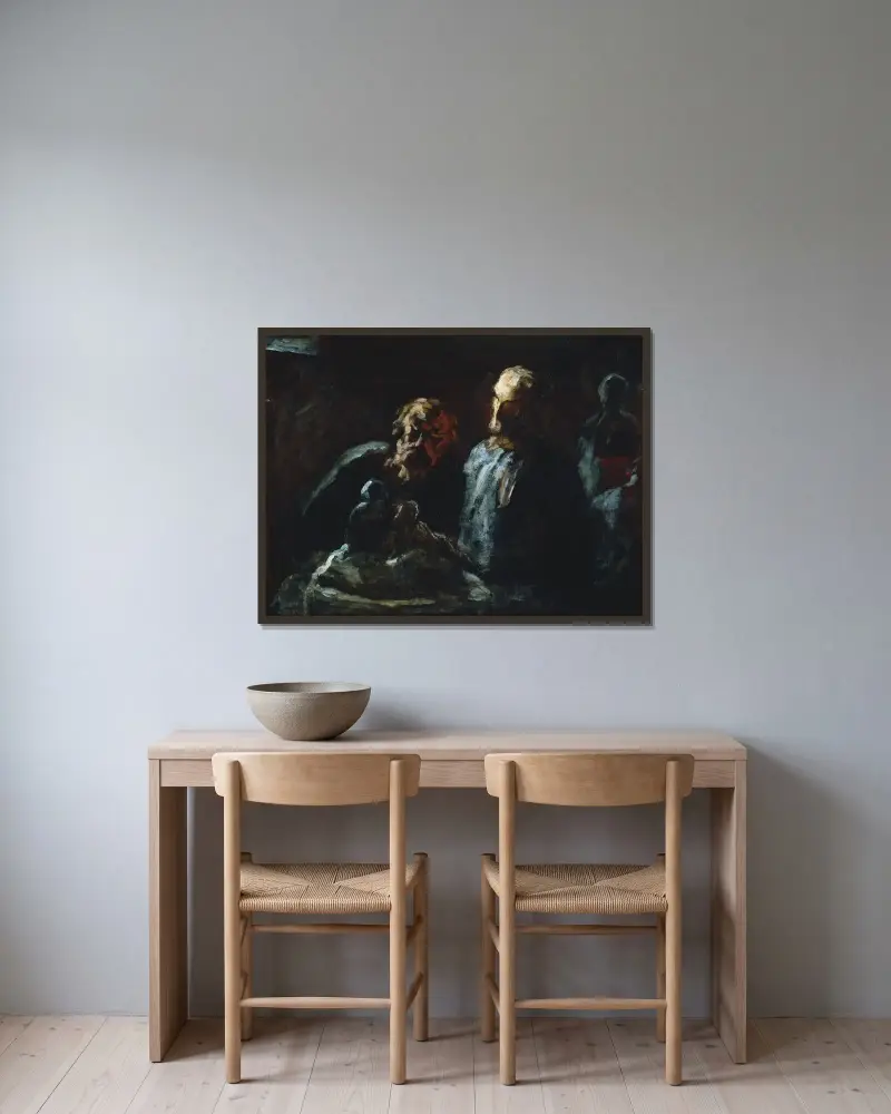 Två skulptörer av Honoré Daumier inramad på en vägg
