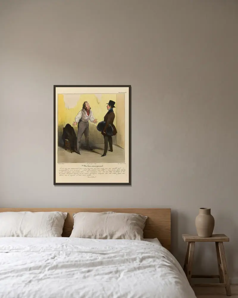 Un bon arrangement av Honoré Daumier inramad på en vägg