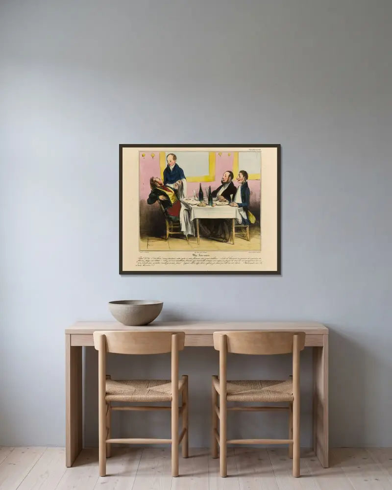 En god make av Honoré Daumier inramad på en vägg