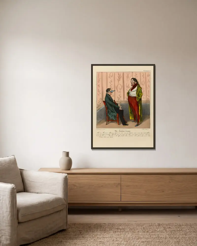 En legitimerad ögonläkare av Honoré Daumier inramad på en vägg