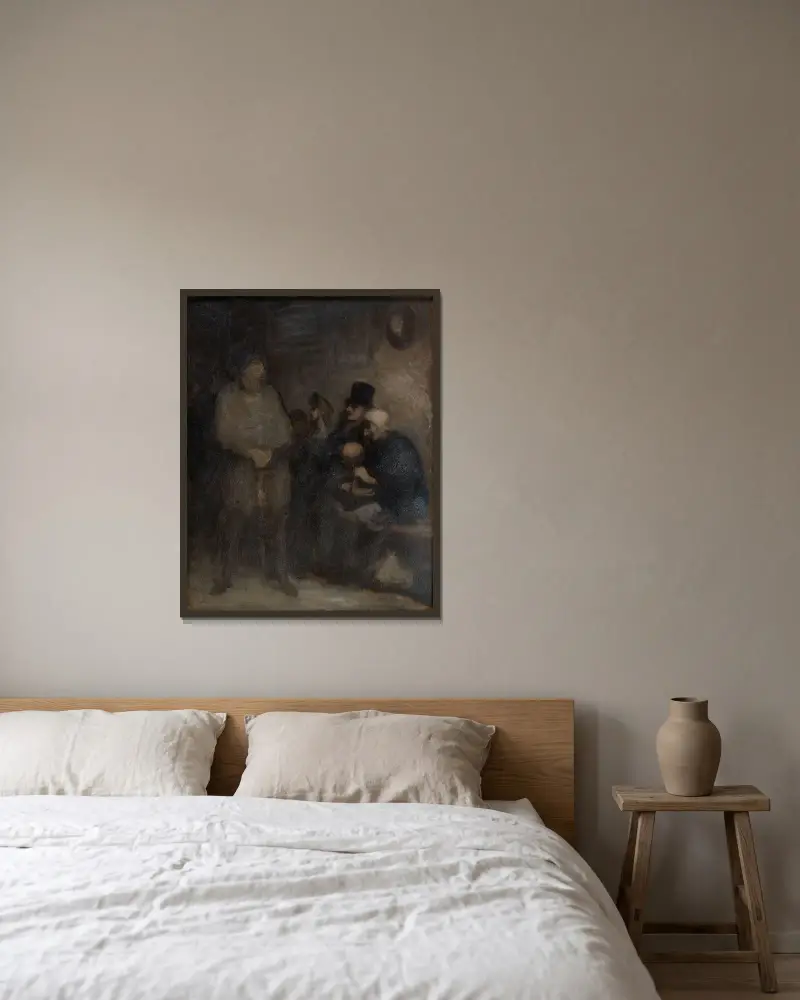 Ett väntrum av Honoré Daumier inramad på en vägg