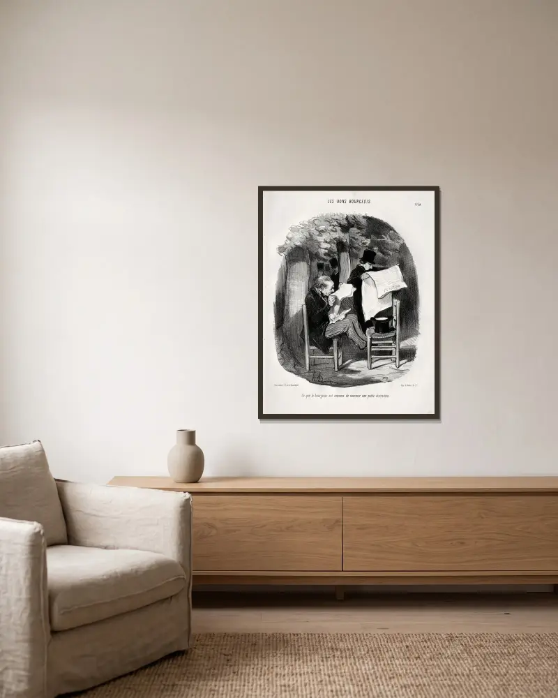 Was der Bürger eine leichte Zerstreuung nennt von Honoré Daumier gerahmt an einer Wand