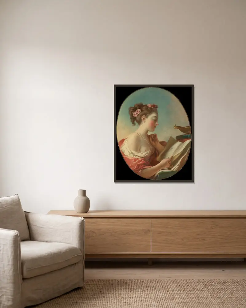 Allegori över vaksamheten av Jean-Honoré Fragonard inramad på en vägg