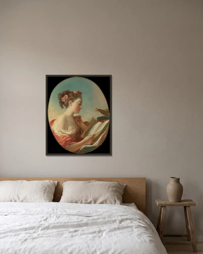 Allegori över vaksamheten av Jean-Honoré Fragonard inramad på en vägg