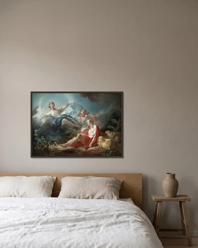 Diana and Endymion av Jean-Honoré Fragonard inramad på en vägg