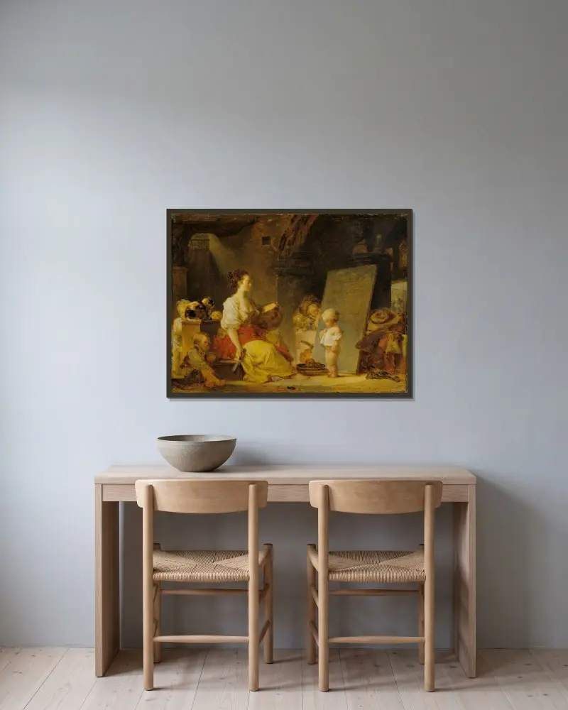 Dites donc s’il vous plaît (Say Please) av Jean-Honoré Fragonard inramad på en vägg