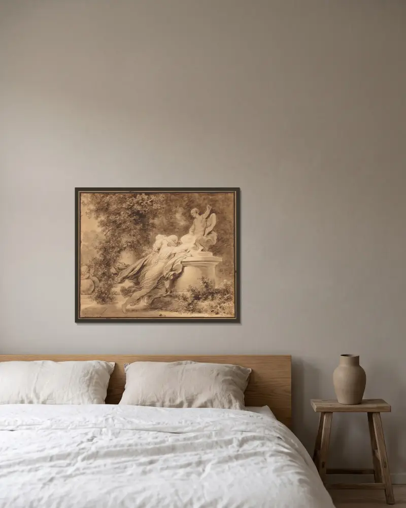 Vzývání lásky, Jean-Honoré Fragonard v rámu na stěně
