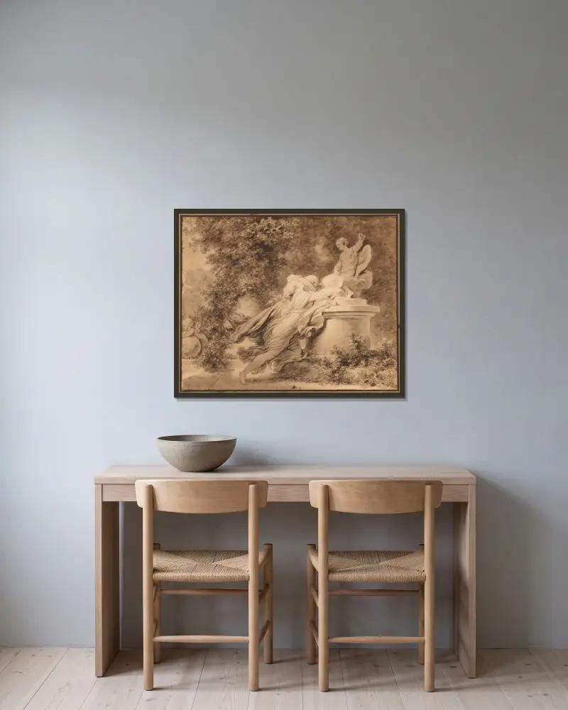 Vzývání lásky, Jean-Honoré Fragonard v rámu na stěně