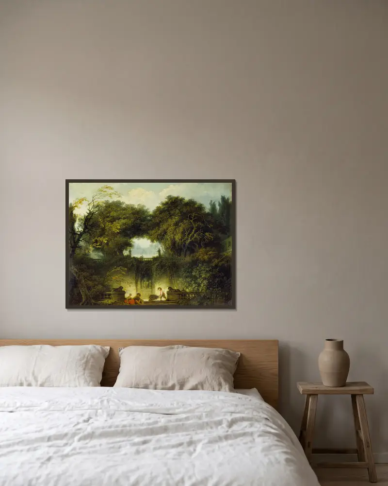 Der kleine Park von Jean-Honoré Fragonard gerahmt an einer Wand