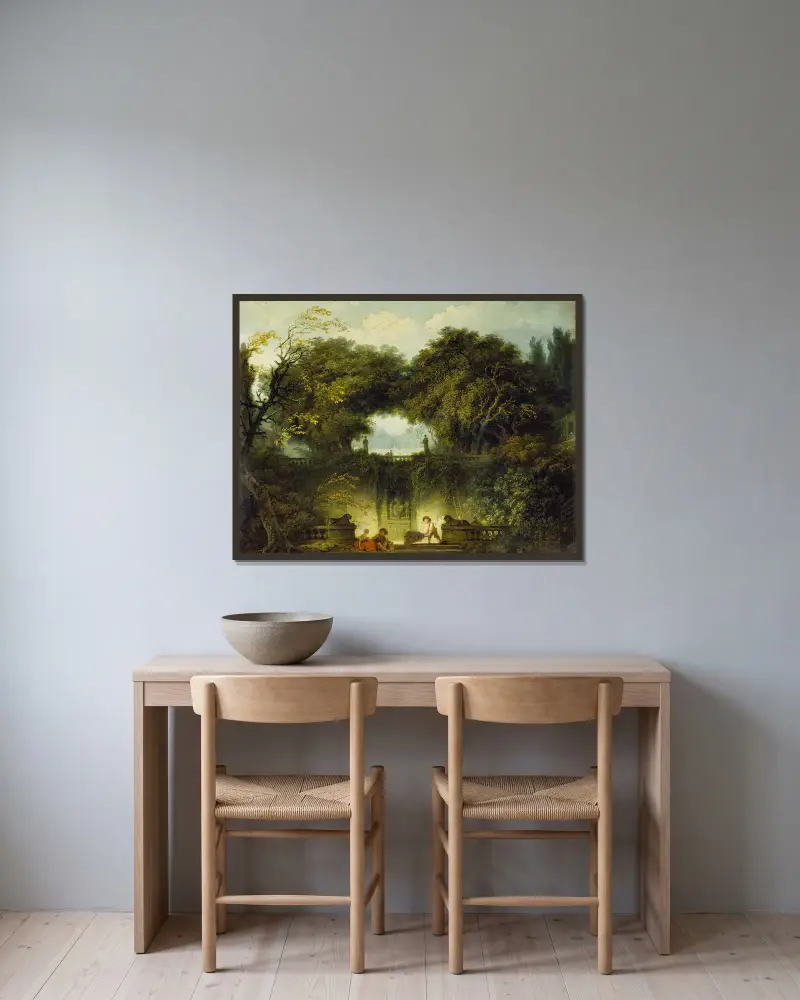 Der kleine Park von Jean-Honoré Fragonard gerahmt an einer Wand