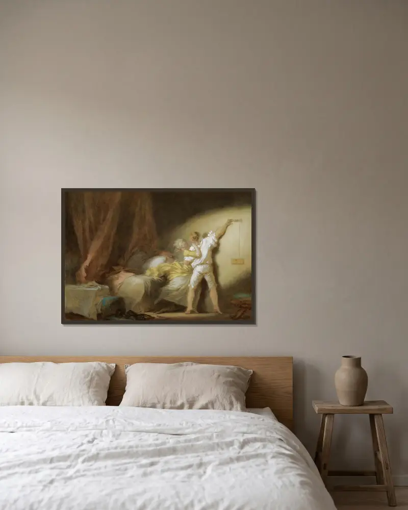 Der Riegel, 1770 von Jean-Honoré Fragonard gerahmt an einer Wand