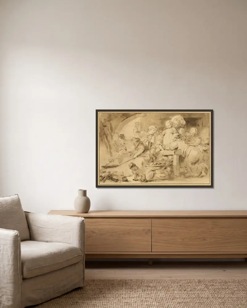 Robienie frittek (Les Beignets), Jean-Honoré Fragonard w ramie na ścianie