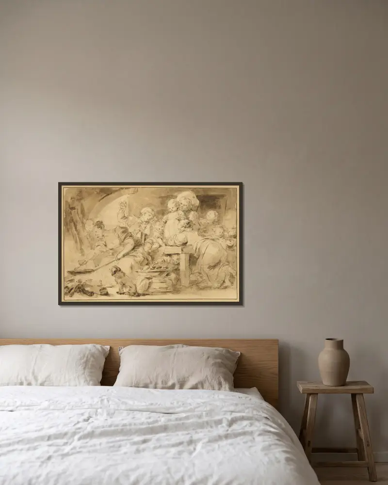 Robienie frittek (Les Beignets), Jean-Honoré Fragonard w ramie na ścianie